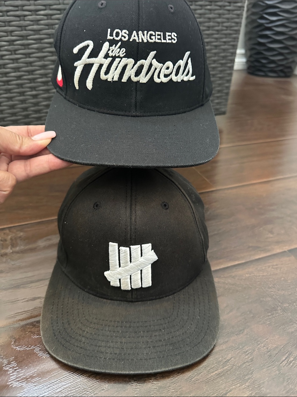The Hundreds Black and White Embroidered Logo Snapbacks - Lot of 2